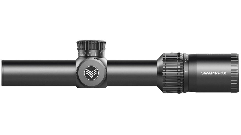 Swampfox Tomahawk LVPO Rifle Scope, 1-6x24mm, 30mm Tube, Second Focal Plane, Illuminated Guerrilla Cross MOA Reticle, Black, ATK16241-M