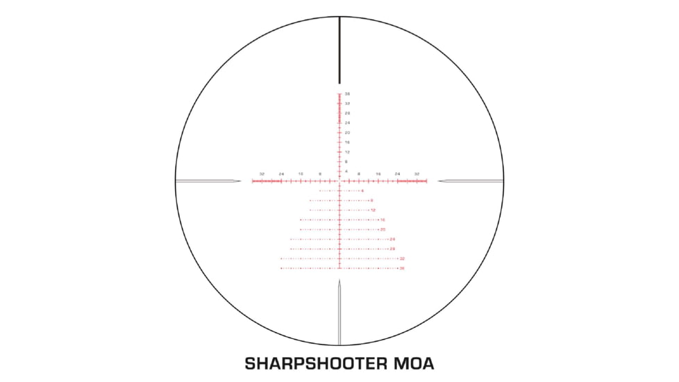 Swampfox Warhawk Tactical 2-10x44mm Rifle Scope, 34mm Tube, First Focal Plane, Sharpshooter MOA, MOA, Black, TWK21044-3M