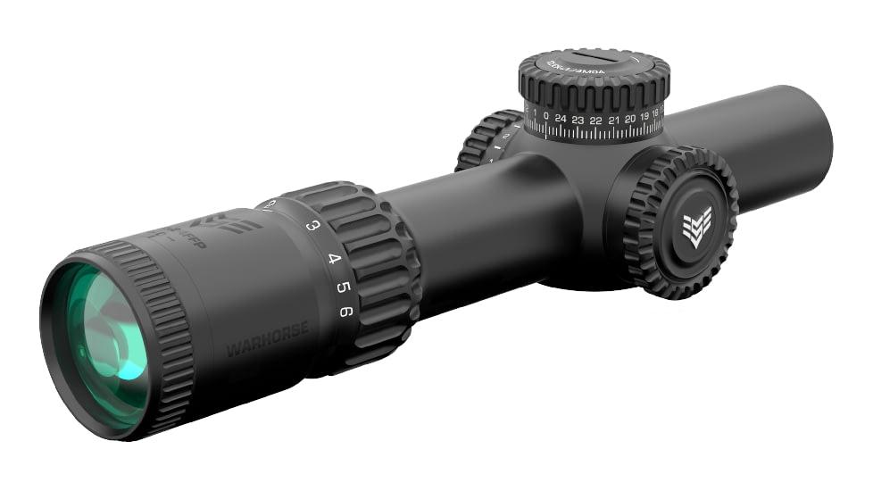 Swampfox Warhorse 1-6x24 Rifle Scope, 34mm Tube, First Focal Plane, Red IR MOA, WAR16241-RM