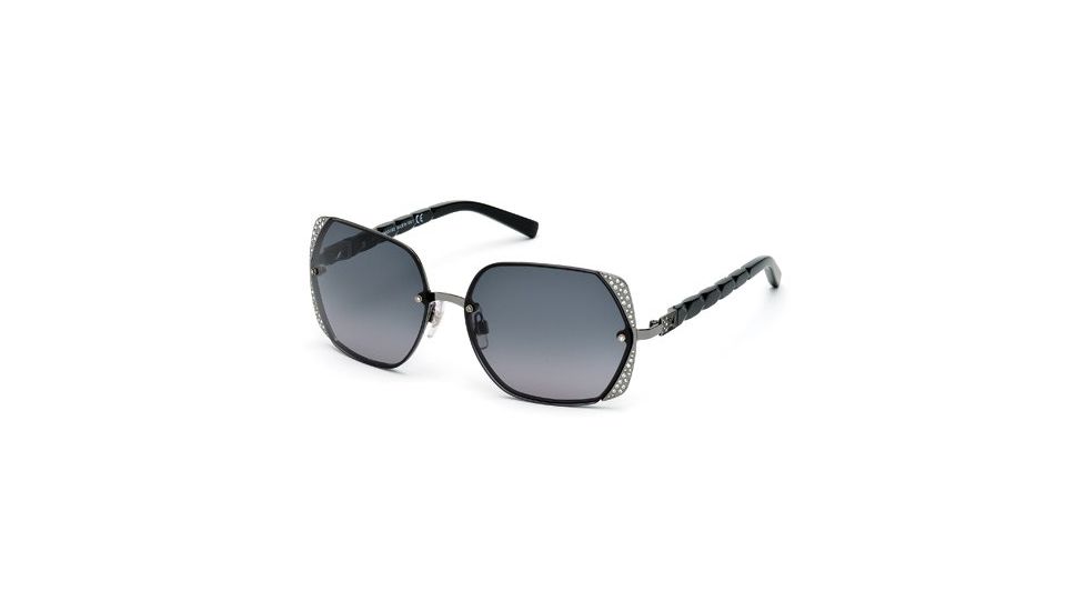 Swarovski SK0033 Sunglasses - Matte Dark Ruthenium Frame Color, Gradient Smoke Lens Color