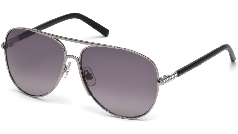 Swarovski SK0138 Sunglasses - Shiny Light Ruthenium Frame Color, Gradient Smoke Lens Color