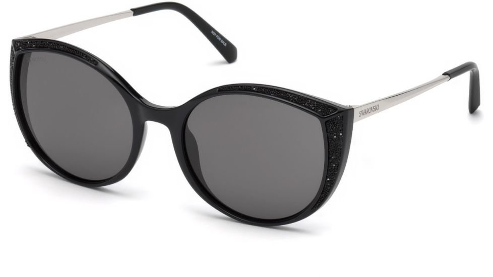 Swarovski SK0168 Sunglasses - Shiny Black Frame Color, Smoke Lens Color