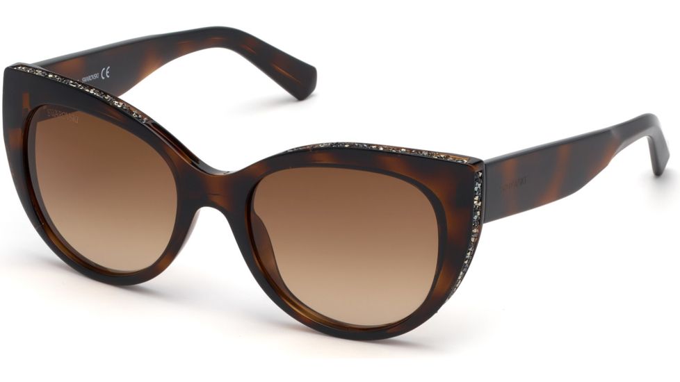 Swarovski SK0202 Sunglasses - Dark Havana Frame Color, Gradient Brown Lens Color