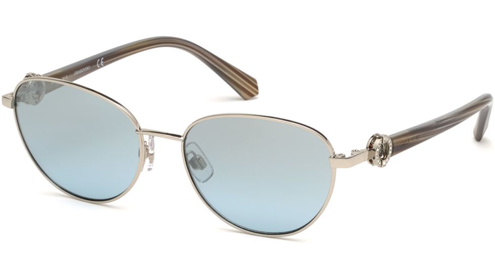 Swarovski SK0205 Sunglasses - Shiny Palladium Frame Color, Blu Mirror Lens Color