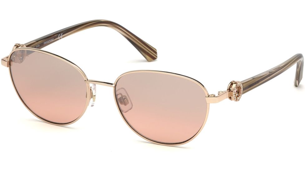 Swarovski SK0205 Sunglasses - Shiny Rose Gold Frame Color, Bordeaux Mirror Lens Color