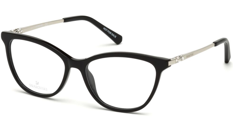 Swarovski SK5249-H Eyeglass Frames - Shiny Black Frame, Shiny Black Lenses, 53 mm Lens Diameter SK5249-H53001