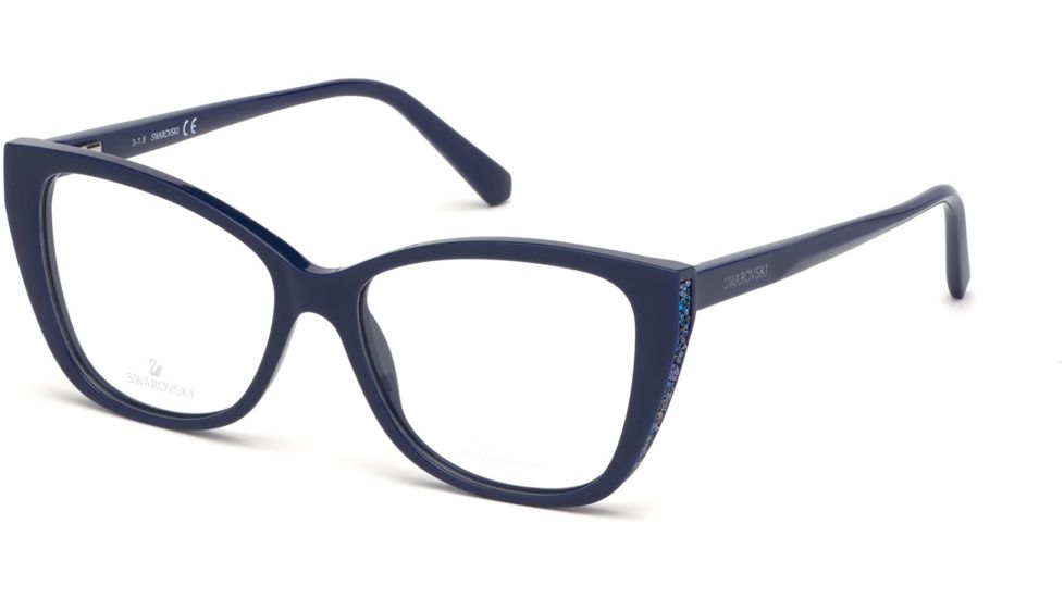 Swarovski SK5290 Eyeglass Frames - Shiny Blue Frame Color, Shiny Blue Lens Color
