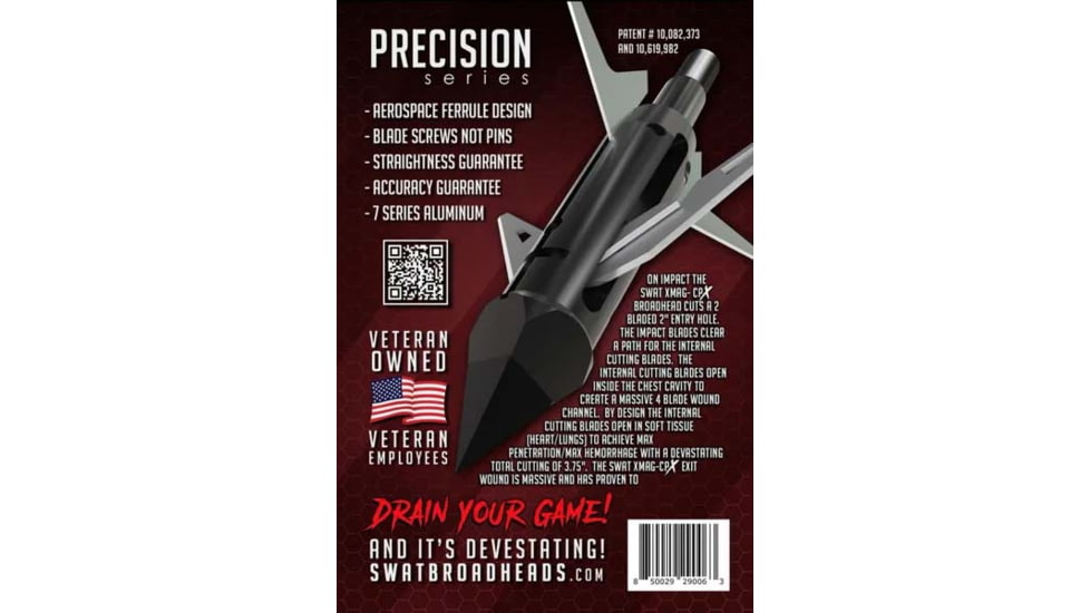 SWAT Broadheads SWAT X-MAGCPX Crossbow Broadheads, Stainless/Black, XMAGCPX7075T6420