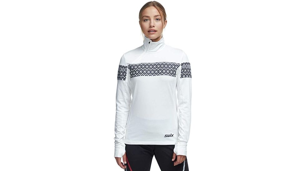 Swix Myrene Asym Zip Midlayer - Womens, Snow White, Extra Small, 19072-00025-XS