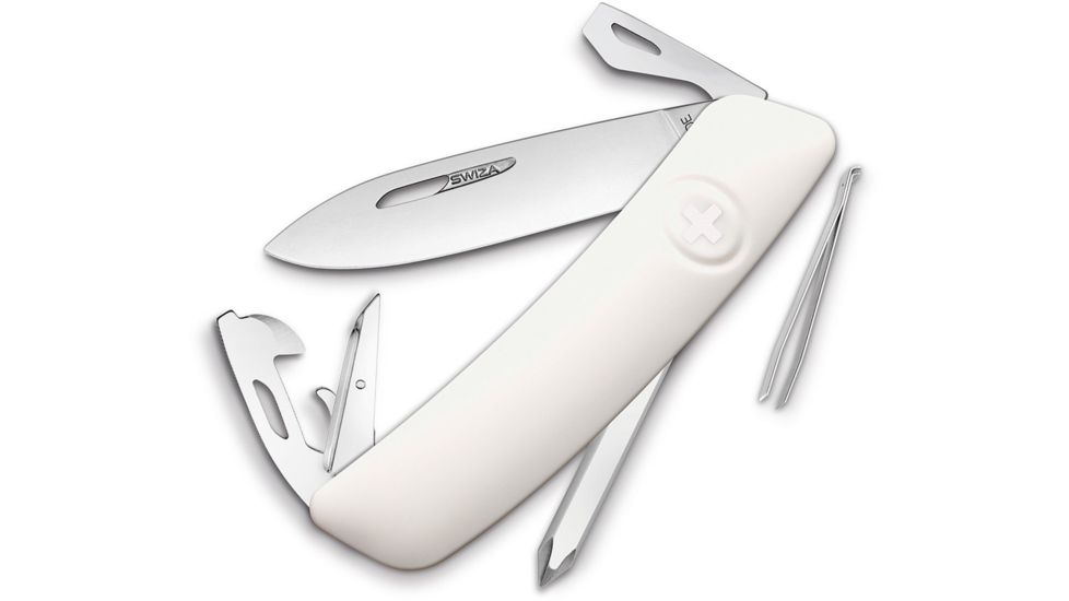 Swiza D04 Swiss Pocket Knife White Folding Knife,2.875in,440 Stainless Steel,Standard Edge,White Handle SZA4020