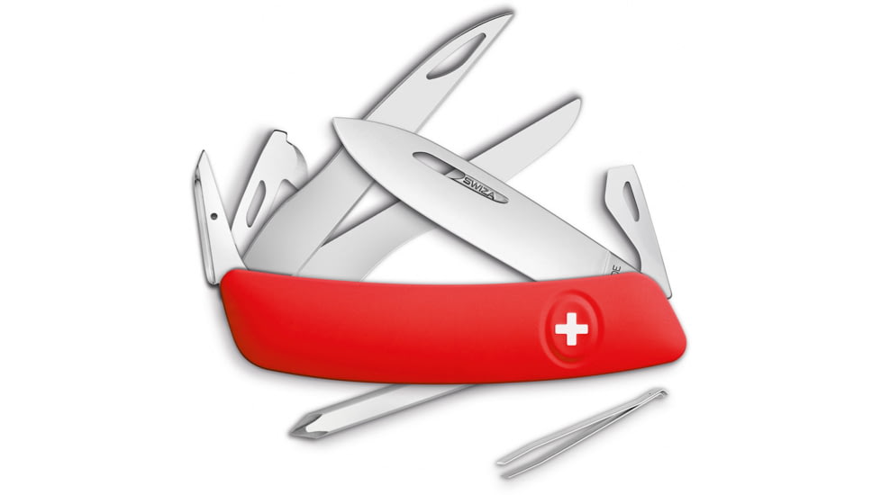 Swiza D08 Swiss Pocket Knife Red, 3.75 closed, Red synthetic handle, KNI.0120.1000