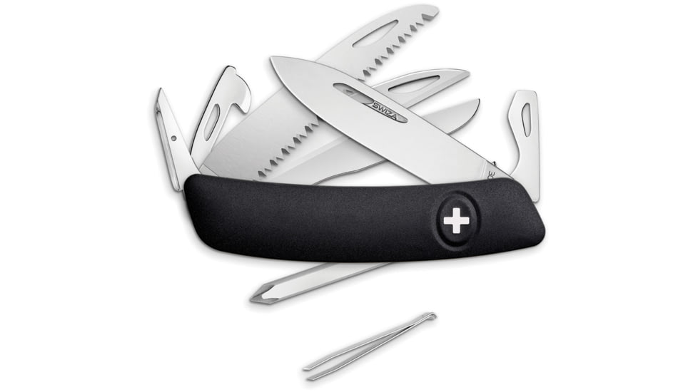 Swiza D10 Pocket Knife Black, 3.75 closed, Black synthetic handle, KNI.0140.1010
