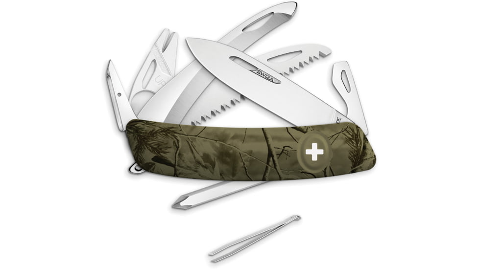 Swiza Hunting Knife Folding Knife, Camo, Camo plastic handle, KHU.0220.2150