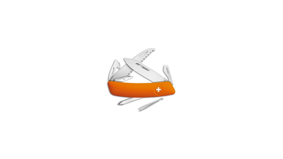 Swiza Swiza D06 Button Lock Swiss Pocket Knife Orange 2.75" Mirror, Orange, 440, adult, BHQ-85865