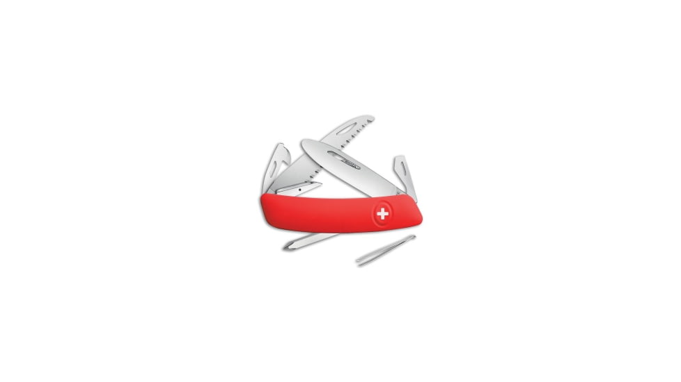 Swiza Swiza J06 Junior Button Lock Swiss Pocket Knife Red 2.75" Satin, Red, 440, adult, BHQ-74890