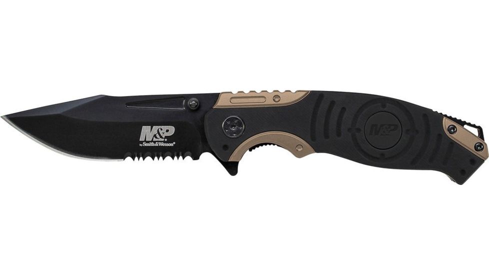 Smith and Wesson MP Liner Lock Knife Black/Tan