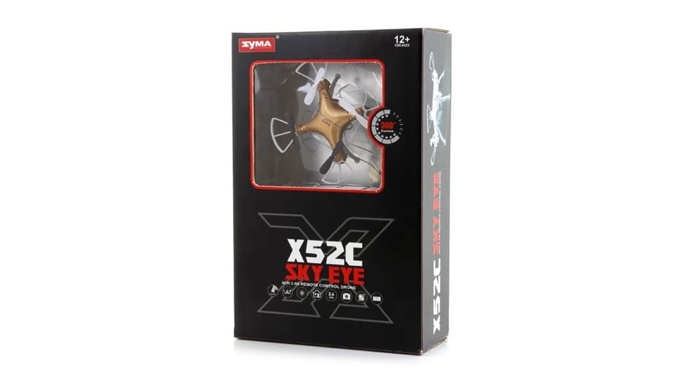 Syma X52C Nano Quadcopter Drone w/2MP HD Camera and Bonus Battery, Gold 61314