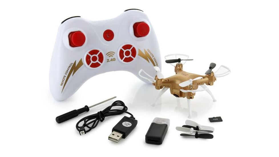 Syma X52C Nano Quadcopter Drone w/2MP HD Camera and Bonus Battery, Gold 61314