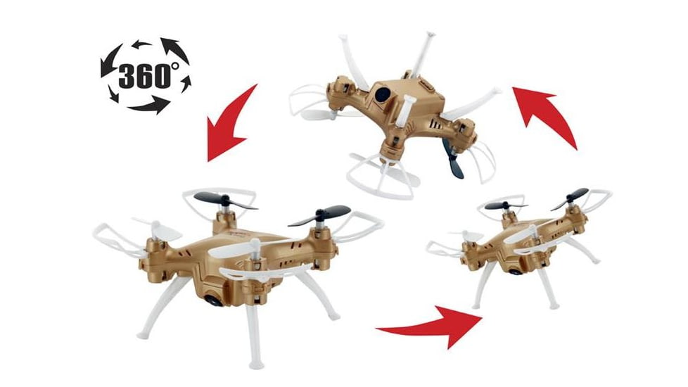 Syma X52C Nano Quadcopter Drone w/2MP HD Camera and Bonus Battery, Gold 61314