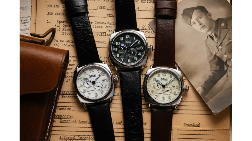 Szanto Automatic Officer Watches, Black Dial, Black Strap, Steel, One Size, SZ 6201E