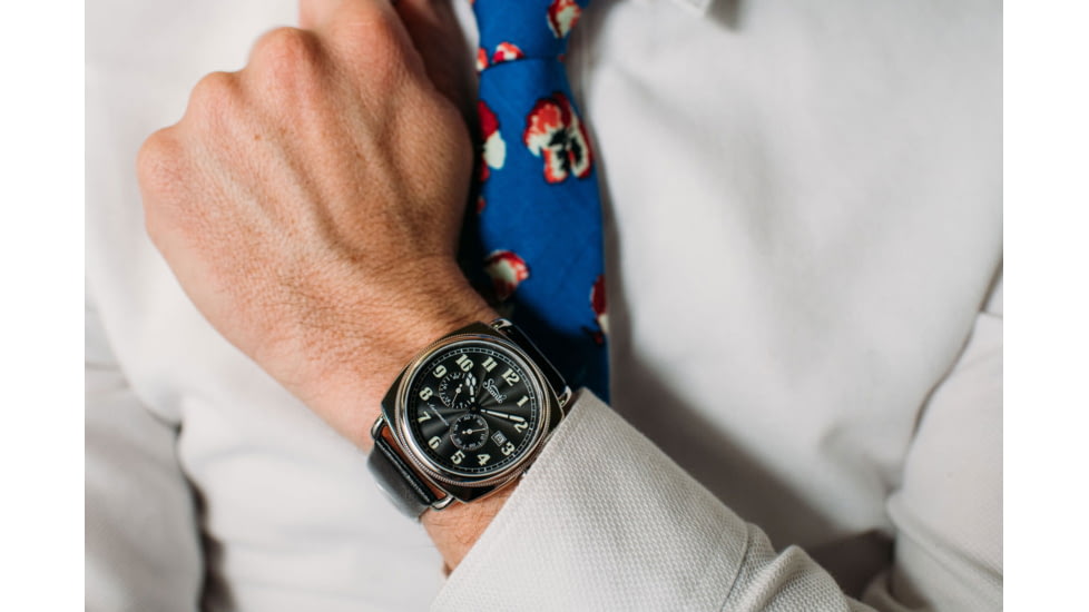 Szanto Automatic Officer Watches, Black Dial, Black Strap, Steel, One Size, SZ 6201E