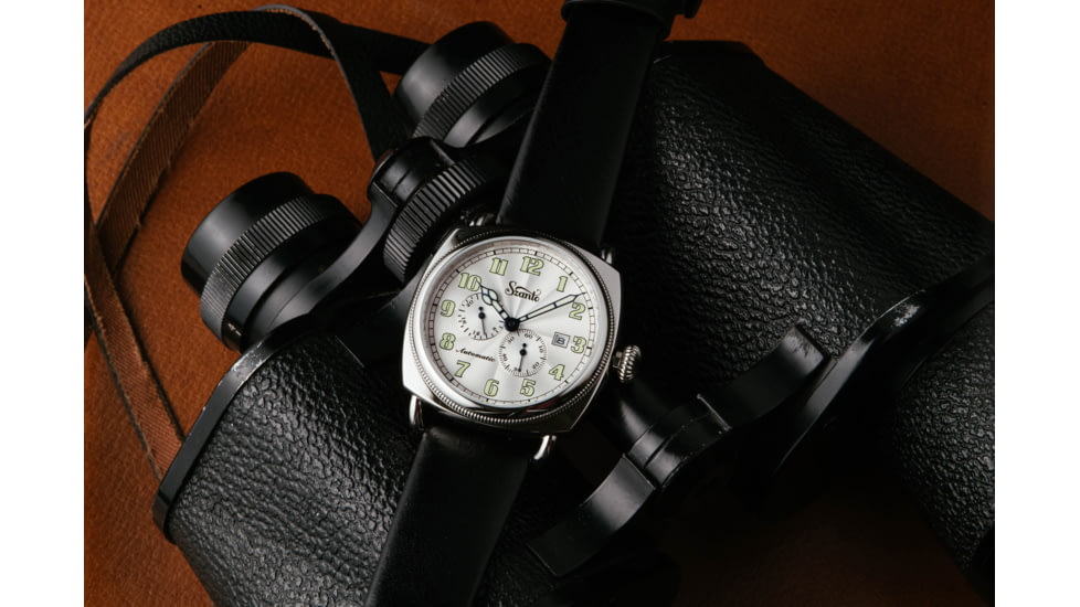 Szanto Automatic Officer Watches, Silver Dial, Black Strap, Steel, One Size, SZ 6202E