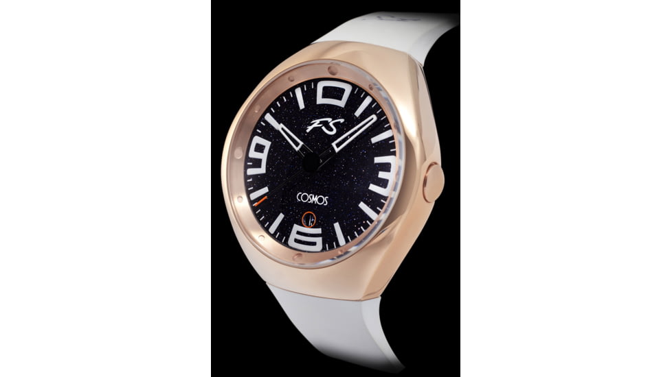 Szanto Icon Frank Stephenson Cosmos Watches, Blue Dial, White Strap, Rose Gold, One Size, IC-FS-9005