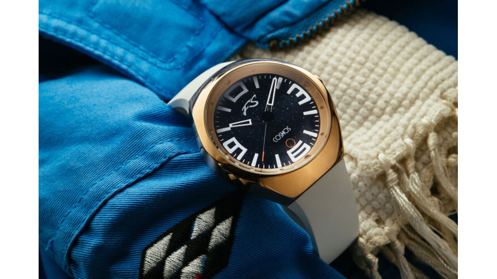 Szanto Icon Frank Stephenson Cosmos Watches, Blue Dial, White Strap, Rose Gold, One Size, IC-FS-9005