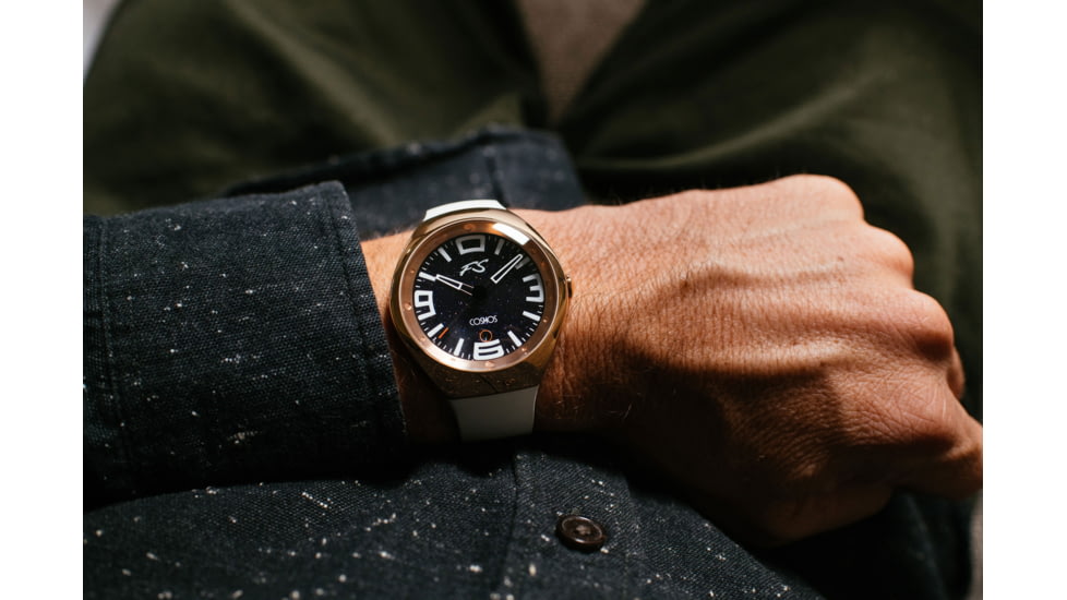 Szanto Icon Frank Stephenson Cosmos Watches, Blue Dial, White Strap, Rose Gold, One Size, IC-FS-9005