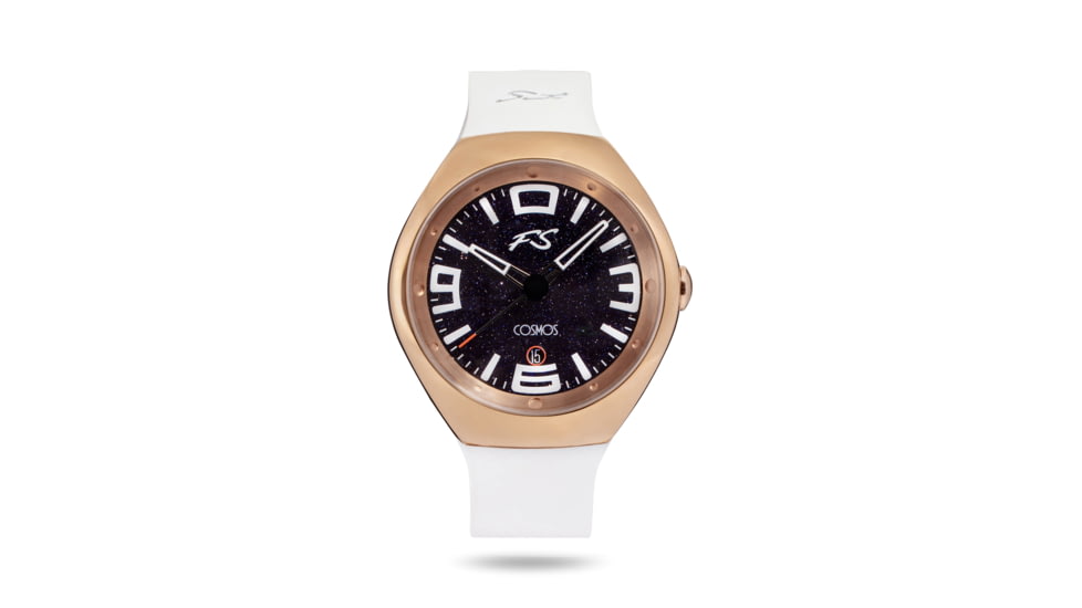 Szanto Icon Frank Stephenson Cosmos Watches, Blue Dial, White Strap, Rose Gold, One Size, IC-FS-9005