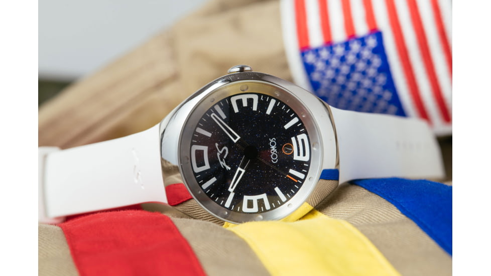 Szanto Icon Frank Stephenson Cosmos Watches, Blue Dial, White Strap, Steel, One Size, IC-FS-9004