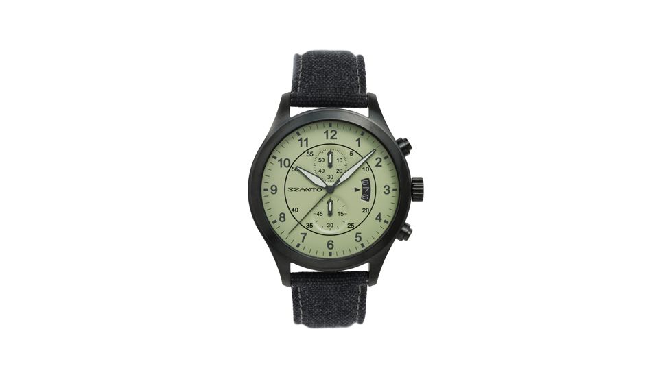 Szanto Mens 1200 Series Watch,Green Dial,Charcoal Strap,46mm Dia. SZ 1204