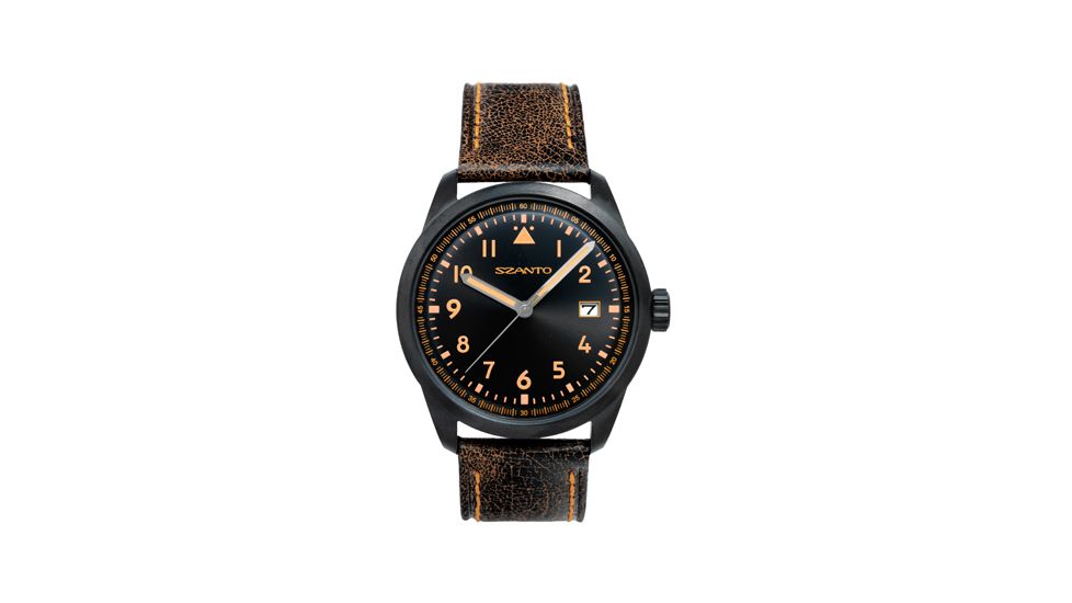 Szanto Mens 2200 Series Watch,Black and Orange Dial,Black Strap,46mm Dia. SZ 2202