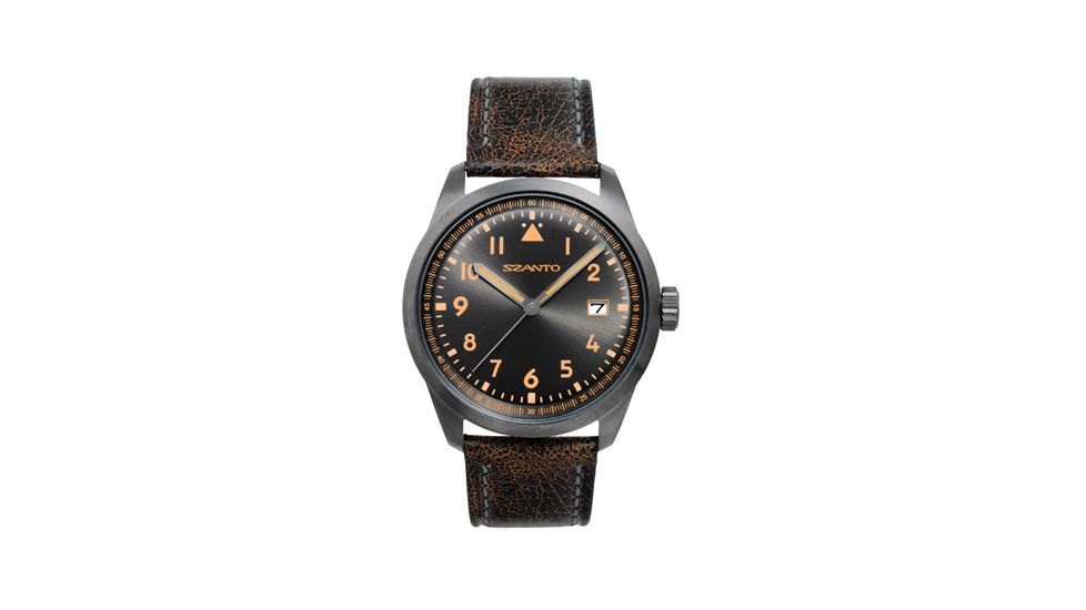 Szanto Mens 2200 Series Watch,Grey and Orange Dial,Black Strap,46mm Dia. SZ 2201