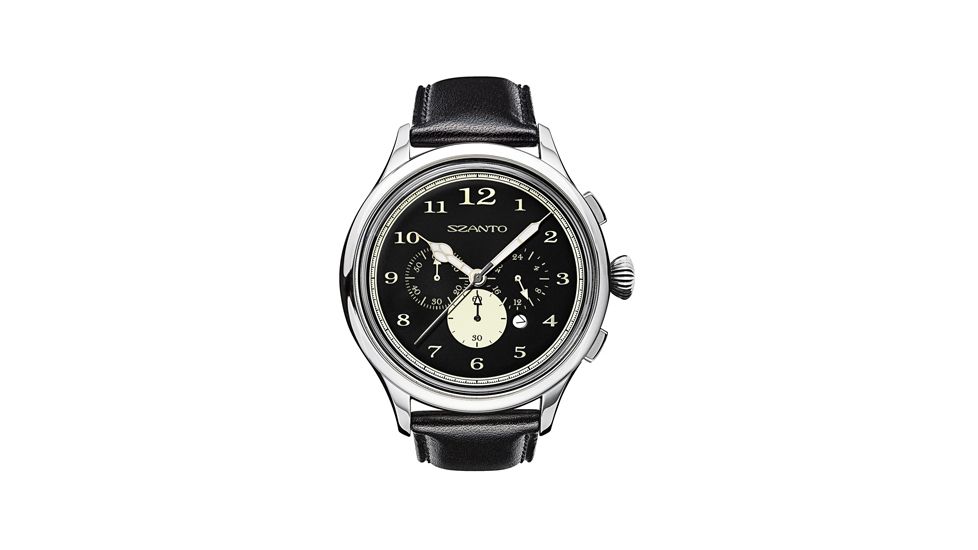 Szanto Mens 2400 Series Watch,Black Dial,Black Strap,46mm Dia. SZ 2401