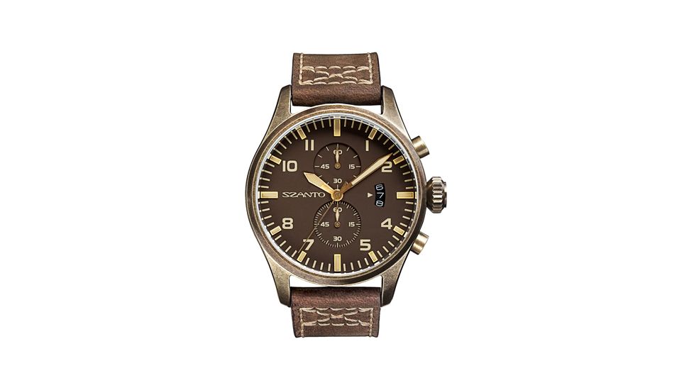 Szanto Mens 4000 Series Watch,Brown Dial,Brown Strap,44mm Dia. SZ 4003