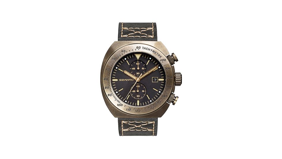 Szanto Mens 4100 Series Watch,Black Dial,Grey Strap,46mm Dia. SZ 4101
