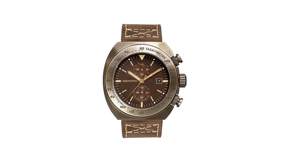Szanto Mens 4100 Series Watch,Brown Dial,Brown Strap,46mm Dia. SZ 4103