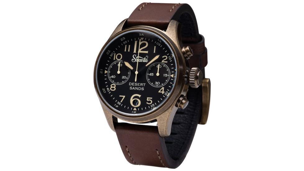 Szanto Pilot Watches, Black Dial, Brown Strap, A. Gold, One Size, SZ 4552