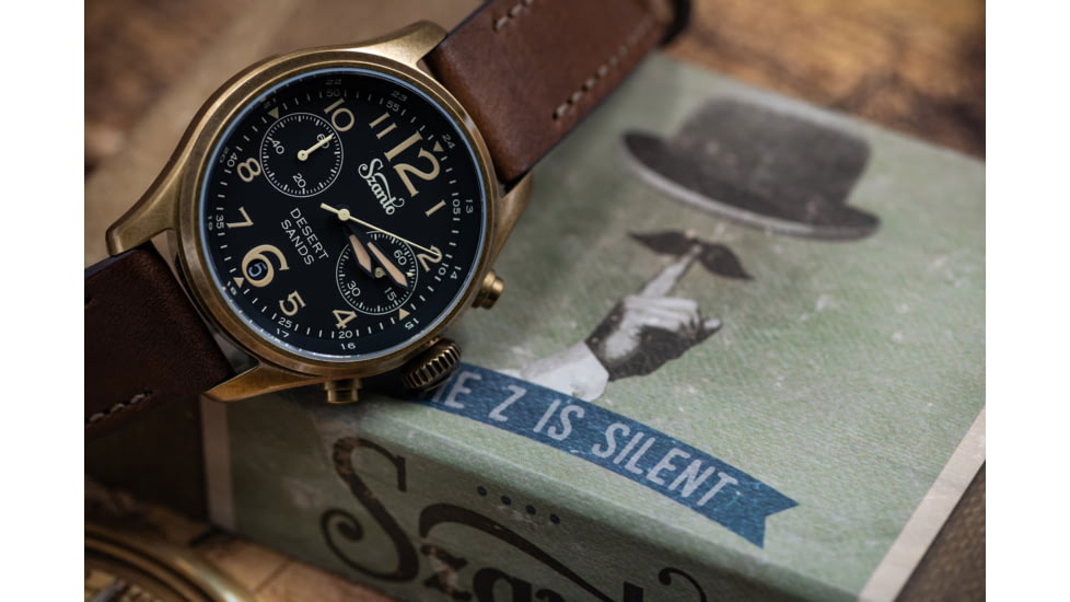 Szanto Pilot Watches, Black Dial, Brown Strap, A. Gold, One Size, SZ 4552