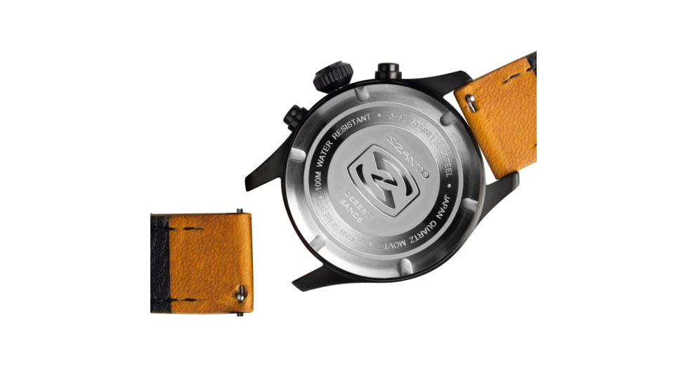 Szanto Pilot Watches, Black Dial, Tan Strap, Black, One Size, SZ 4551
