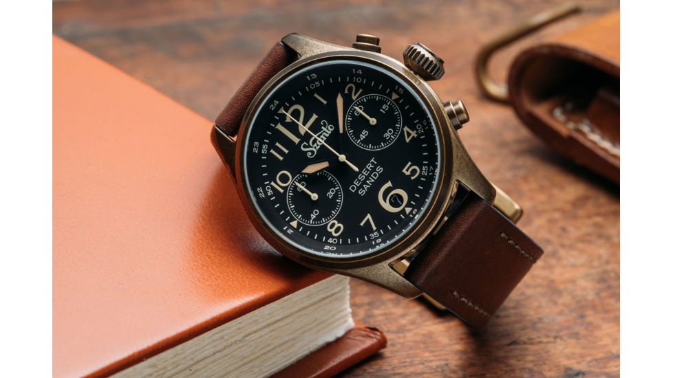 Szanto Pilot Watches, Black Dial, Brown Strap, A. Gold, One Size, SZ 4552