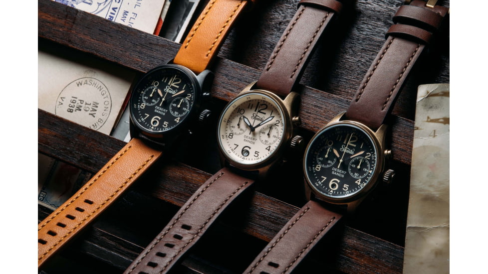 Szanto Pilot Watches, Black Dial, Tan Strap, Black, One Size, SZ 4551