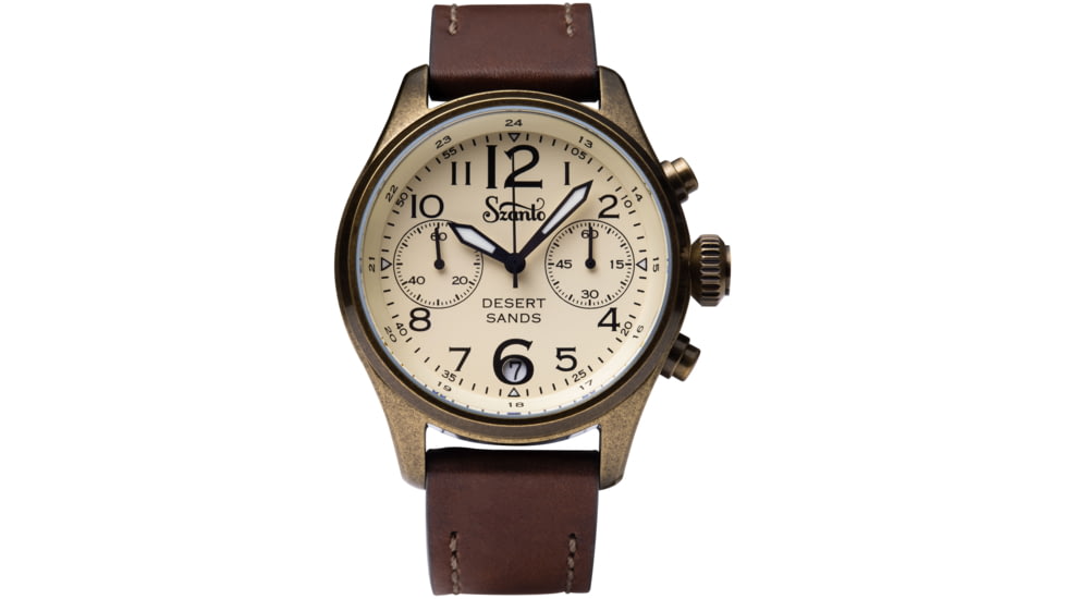 Szanto Pilot Watches, Ivory Dial, Brown Strap, A. Gold, One Size, SZ 4553