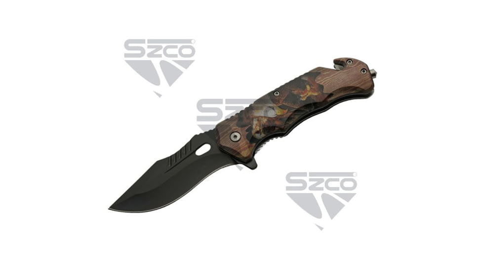 SZCO Eagle Rescue Folding Knife, 3.5in, Stainless Steel, Clip Point, ABS Handle, 300556-EG