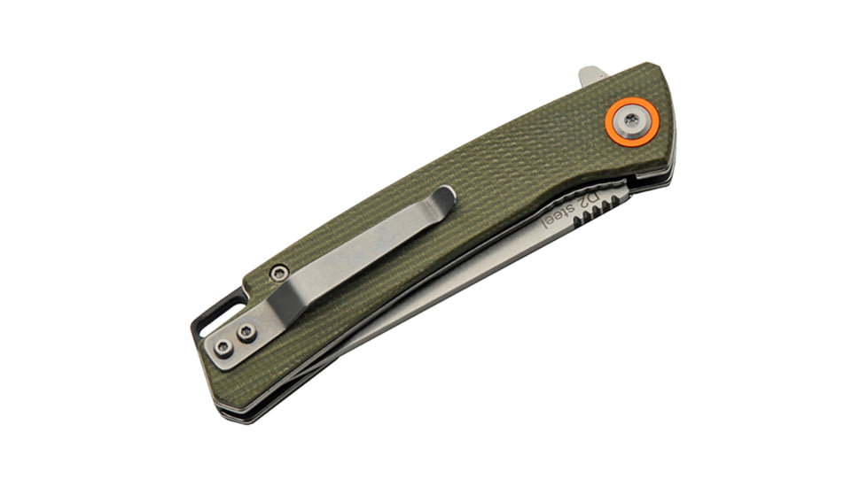 SZCO Micarta Folding Knife, 4 in, D2 Steel, Moss Green, 1006386