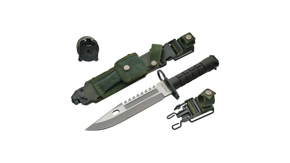Rite Edge M-9 Commando Knife, 7,75in, Stainless Steel, Green Polymer Handle, 210997