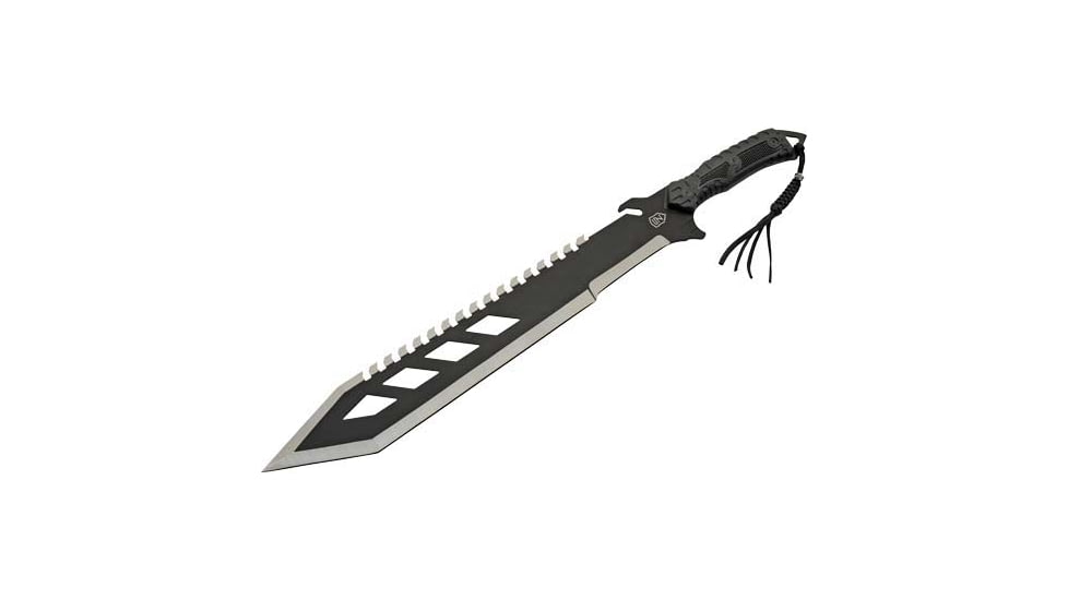 Sierra Zulu Trident Machete, 17.75in, Black Tanto Blade, Saw Tooth Back Edge, Black Glass Filled Nylon Handle, SZ5606CP