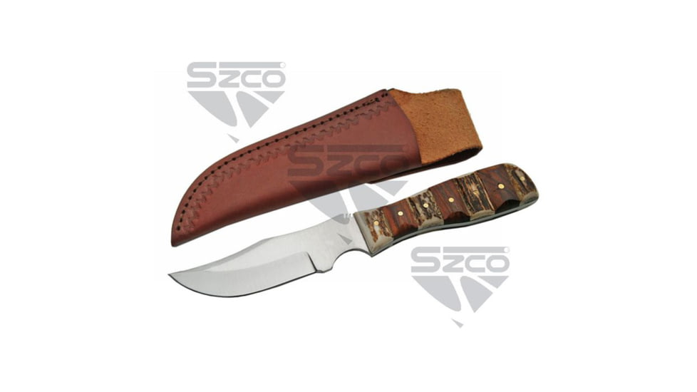 SZCO Stag and Wood Skinner Fixed Blade Knife 8 in, 1006912