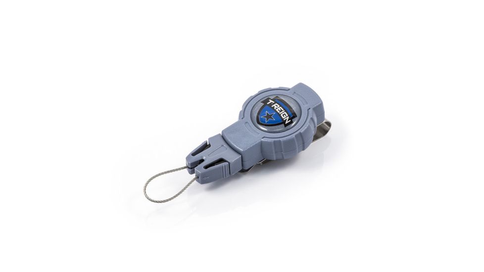 T-REIGN Retractable Gear Tether OUTDOOR SERIES - SM 4 - 24&quot; Inch Kevlar Cord - Rotating Clip, Blue, Small GEN1-0TRG-112